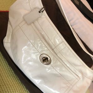 Coach White Patent Leather Hobo Purse